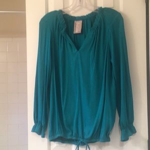 Beautiful jade silk top with draw string bottom